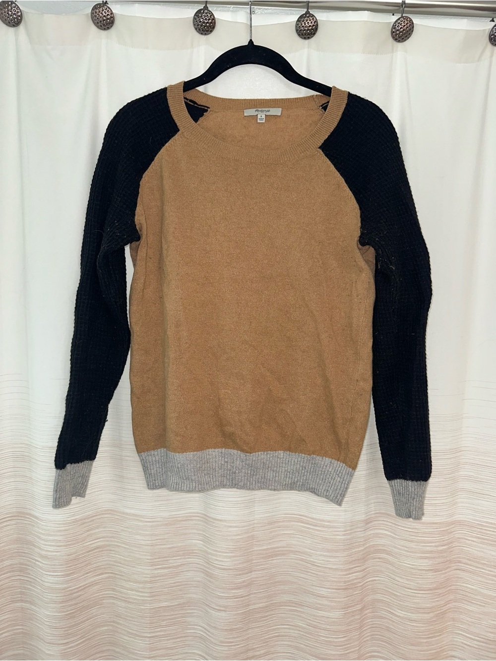 Madewell Camel Colorblock Sweater Size S
